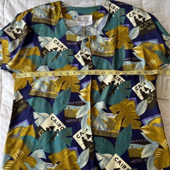 NWT VINTAGE MARJORIE HAMILTON Short Sleeve Travel Print Blouse M - Picture 14 of 16